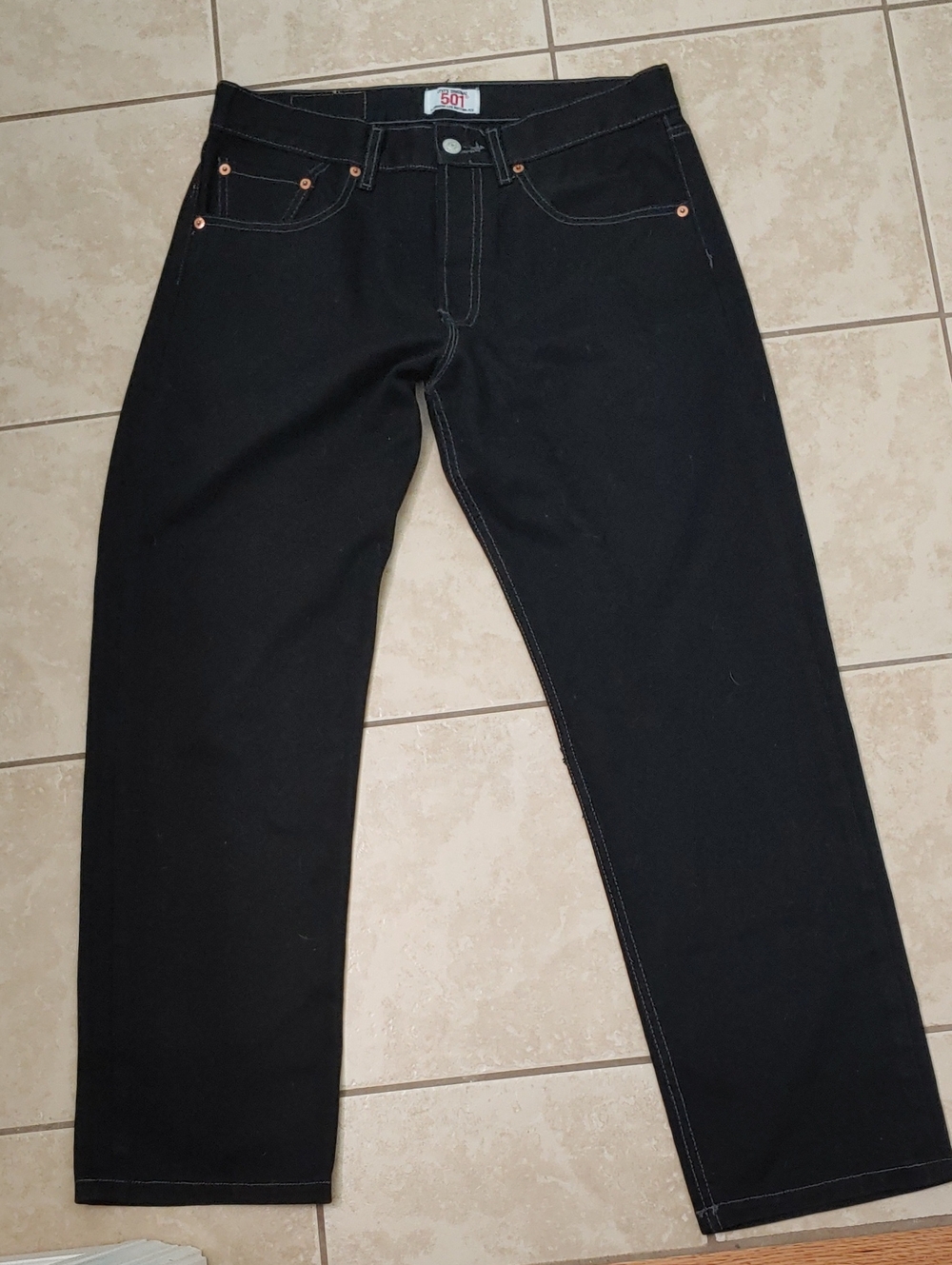 Levi's 501 Jeans Straight Leg Button Fly Men's Black Denim Size 34x30 - Picture 3 of 5
